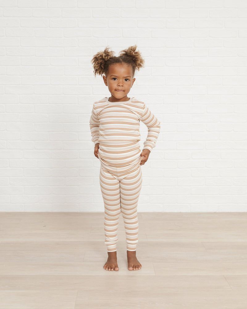 Toddler in Rylee + Cru Pajama Capsule Moons two piece organic cotton toddler baby pajamas Fall 2020