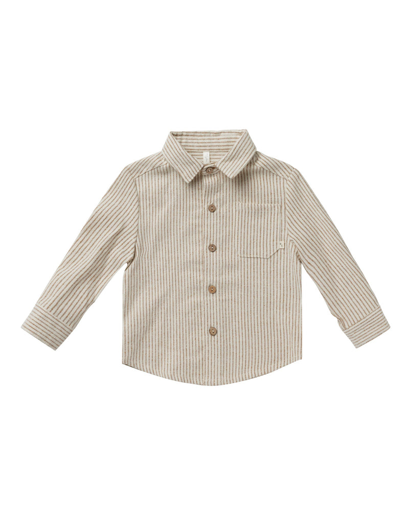 Rylee + Cru Collared Long Sleeve Shirt | Brass Stripe-Barn Chic Boutique