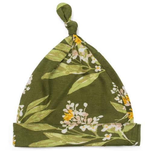 Milkbarn Kids Bamboo Knotted Beanie Hat | Green Floral-Barn Chic Boutique