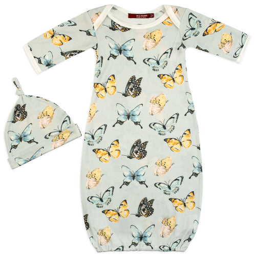 Milkbarn Kids Bamboo Newborn Gown & Hat Set | Butterfly-Barn Chic Boutique