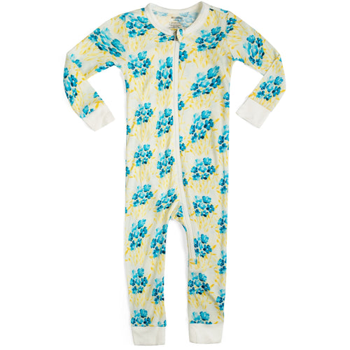 Milkbarn Kids Bamboo Zipper Pajama | Sky Floral-Barn Chic Boutique