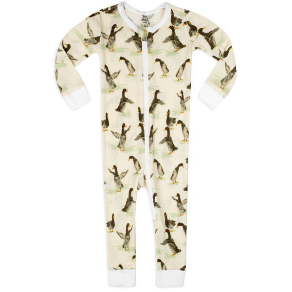 Floral Bicycle Bamboo Zipper Pajama, MILKBARN Kids