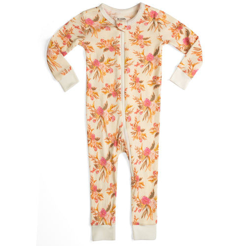 Milkbarn Kids Organic Cotton Zipper Pajama | Vintage Floral-Barn Chic Boutique