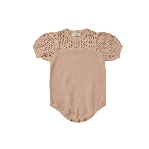 Quincy Mae Pointelle Knit Romper | Blush-Barn Chic Boutique