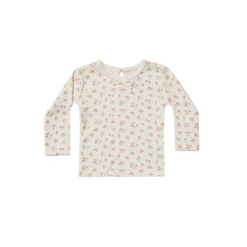 Quincy Mae Pointelle Long Sleeve Tee | Blush Floral-Barn Chic Boutique