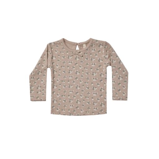 Quincy Mae Pointelle Long Sleeve Tee, Truffle Floral