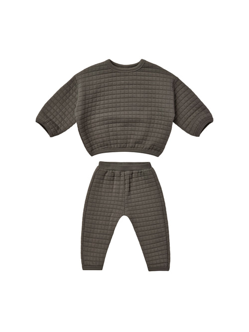 Quincy Mae Quilted Sweater + Pant Set | Charcoal-Barn Chic Boutique