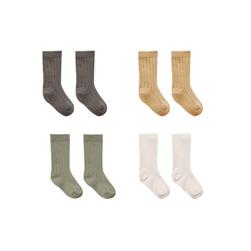 Quincy Mae Ribbed Socks Set | Fern, Charcoal, Natural, Honey-Barn Chic Boutique