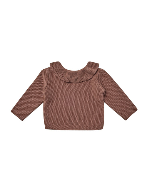 Quincy Mae Ruffle Collar Knit Sweater | Pecan-Barn Chic Boutique