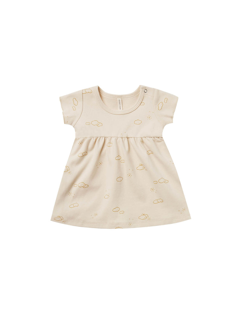 Quincy Mae Short Sleeve Baby Dress - Natural | Sunny Day-Barn Chic Boutique