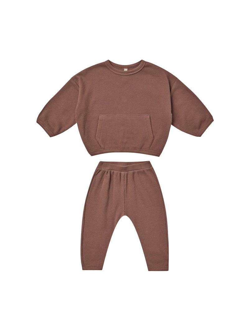 Quincy Mae Waffle Top + Pant Set | Pecan-Barn Chic Boutique