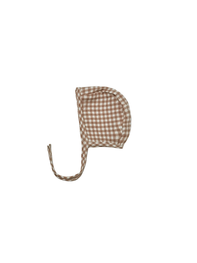Quincy Mae Woven Baby Bonnet | Cocoa Gingham-Barn Chic Boutique