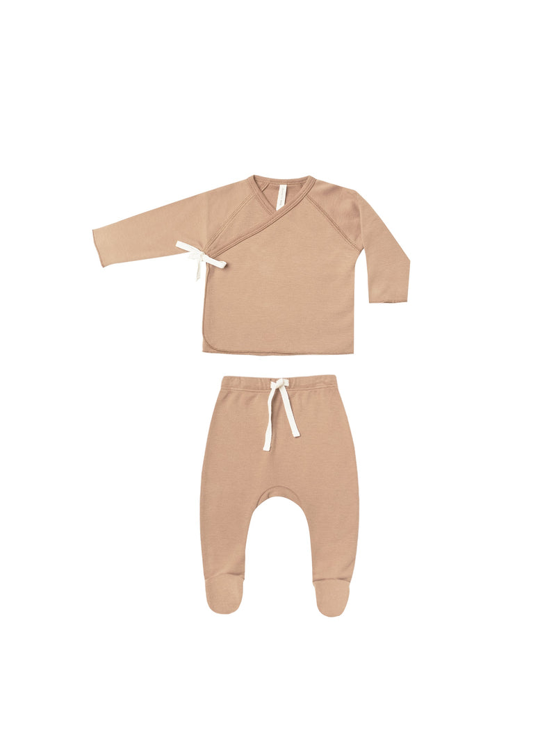 Quincy Mae Wrap Top + Footed Pant Set | Blush-Barn Chic Boutique
