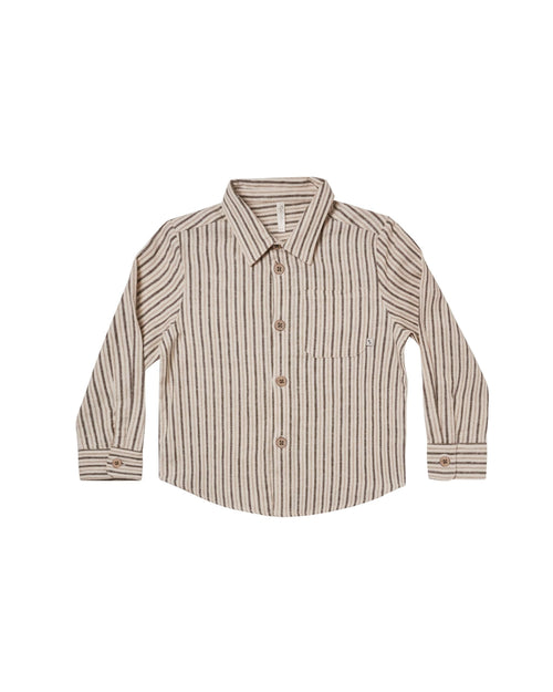 Rylee + Cru Collared Long Sleeve Shirt | Micro Stripe-Barn Chic Boutique