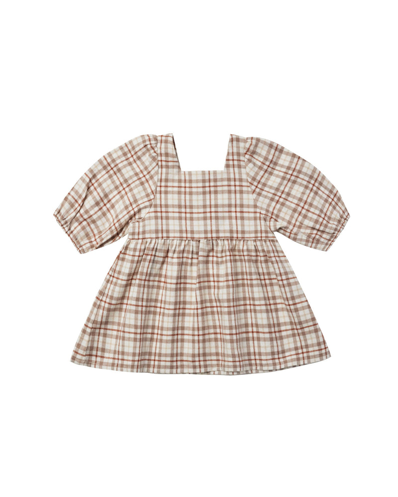 Rylee + Cru Gretta Babydoll Dress | Mocha Plaid-Barn Chic Boutique