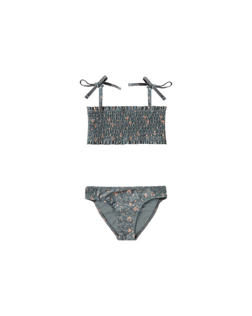 Rylee + Cru Smocked Bikini | Dark Floral-Barn Chic Boutique