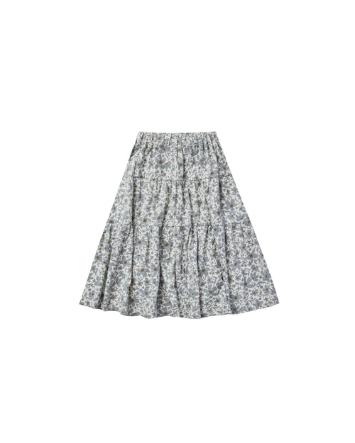 Rylee + Cru Tiered Midi Skirt | Georgia Blue Floral-Barn Chic Boutique