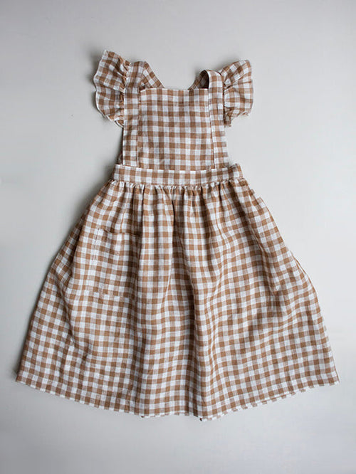 The Simple Folk Gingham Pinafore Dress | Bronze Gingham-Barn Chic Boutique