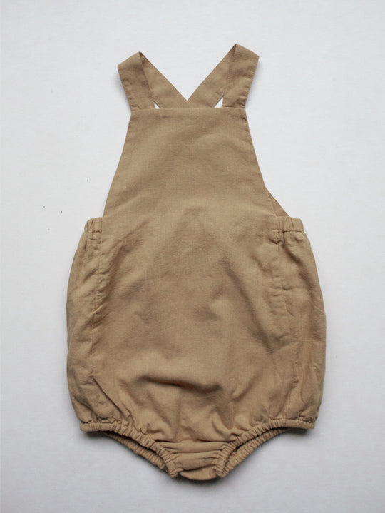 The Simple Folk Linen Overall Romper | Camel-Barn Chic Boutique