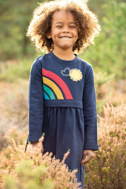 Frugi Leia Loopback Dress | Indigo Rainbow-Barn Chic Boutique