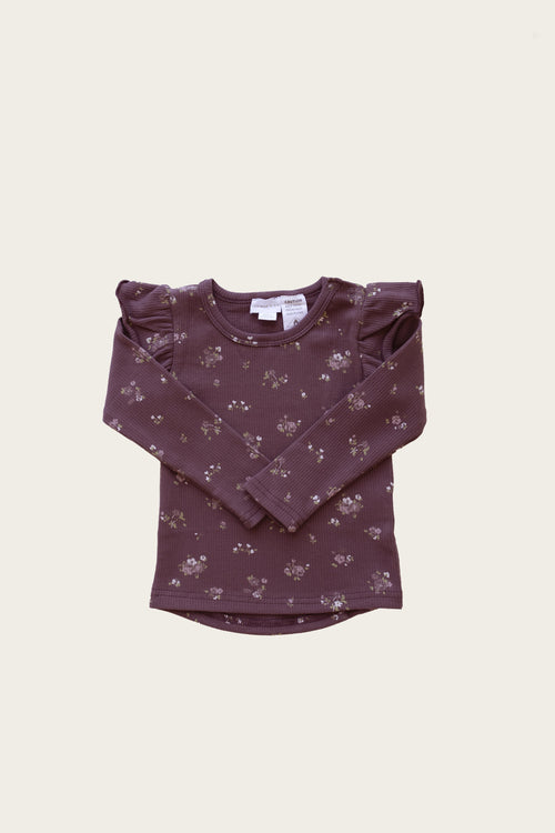 Jamie Kay Organic Cotton Fine Rib Frill L/S Top | Petite Fleur-Barn Chic Boutique
