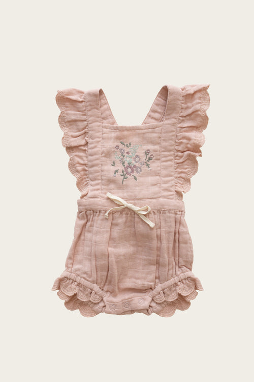 Jamie Kay Organic Cotton Muslin Macy Playsuit | Peach Whip-Barn Chic Boutique