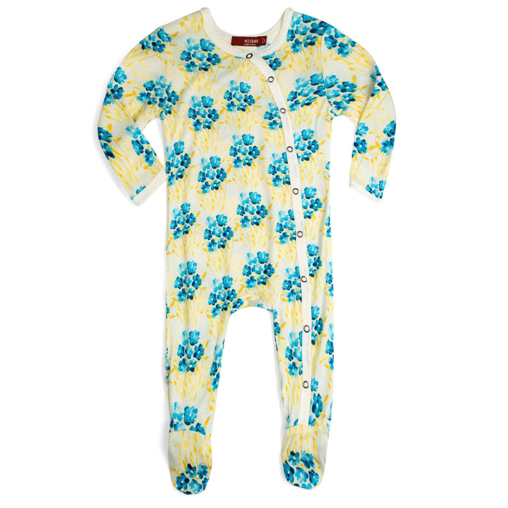 Milkbarn Kids Bamboo SNAP Footed Romper | Sky Floral-Barn Chic Boutique