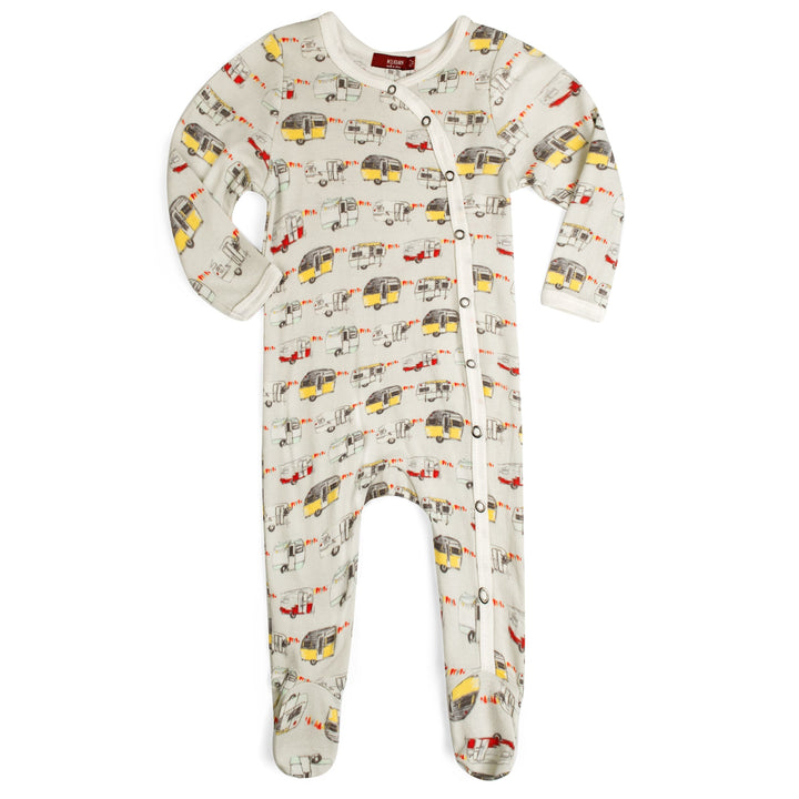 Milkbarn Kids Organic Cotton SNAP Footed Romper | Vintage Trailers-Barn Chic Boutique
